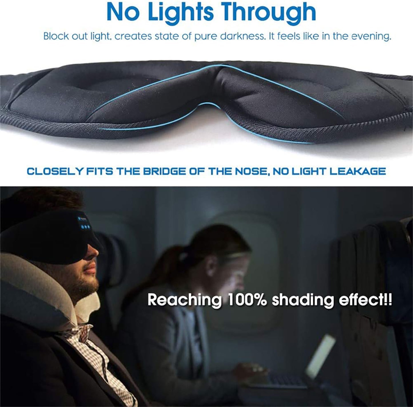 Bluetooth sleeping eye mask with flat internal speakers
