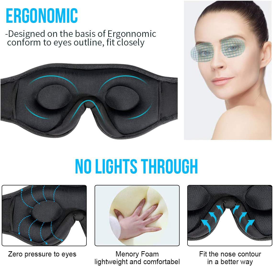 Soft Bluetooth sleep mask for travel and bedtime