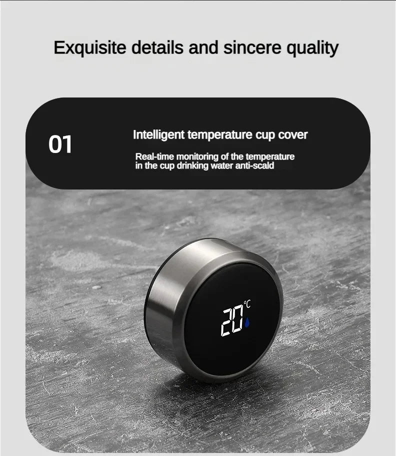 Stainless steel vacuum flask with LED temperature display