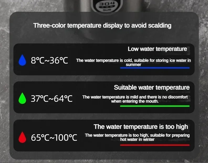 Stainless steel vacuum flask with LED temperature display