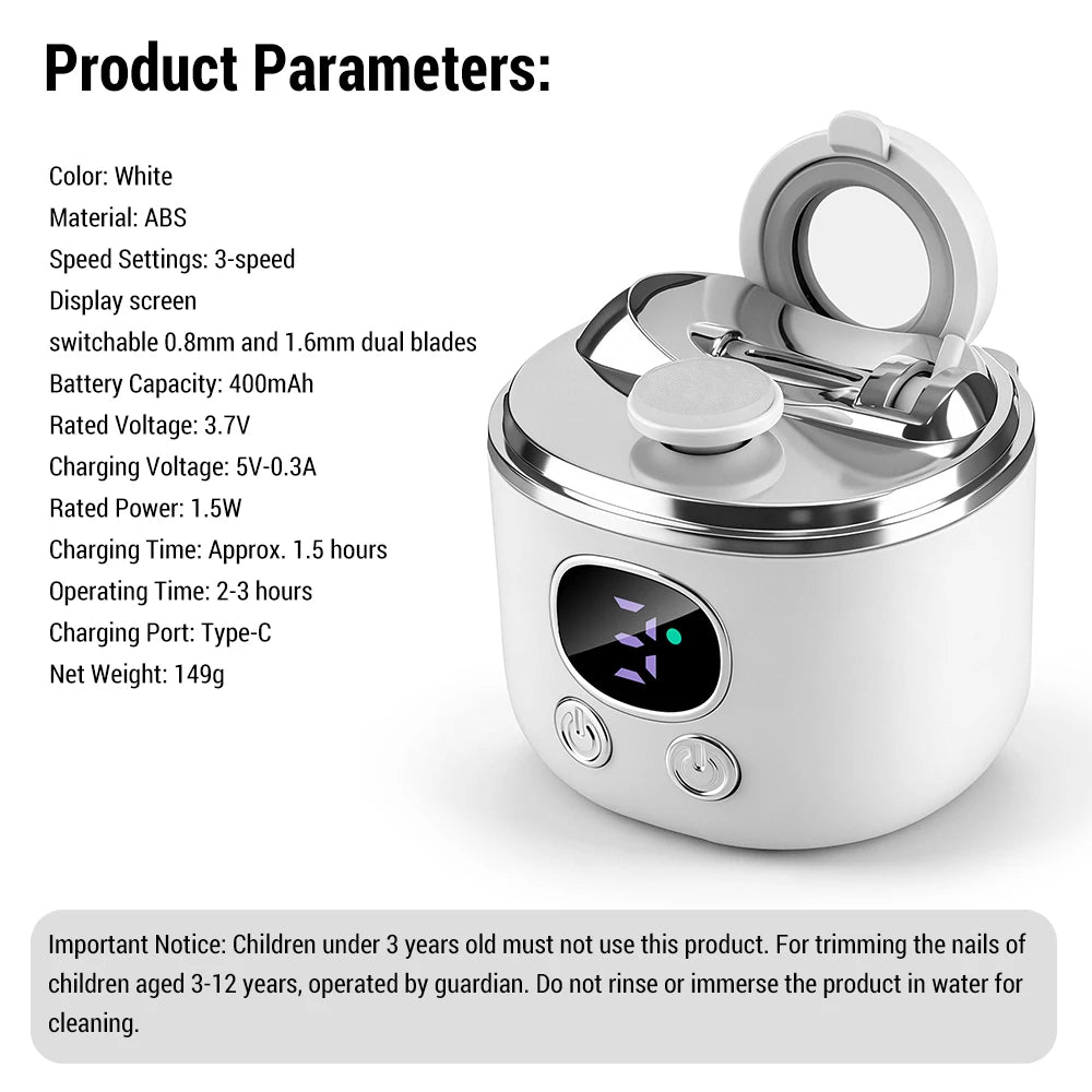 Electric Nail Trimmer with LED Magnifier