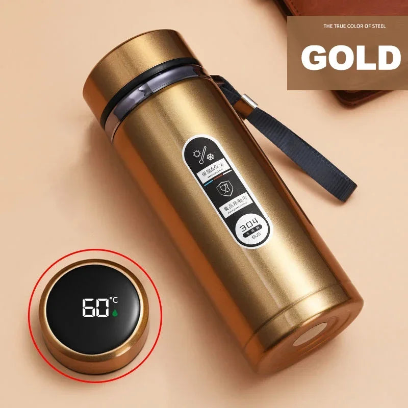 Stainless steel vacuum flask with LED temperature display