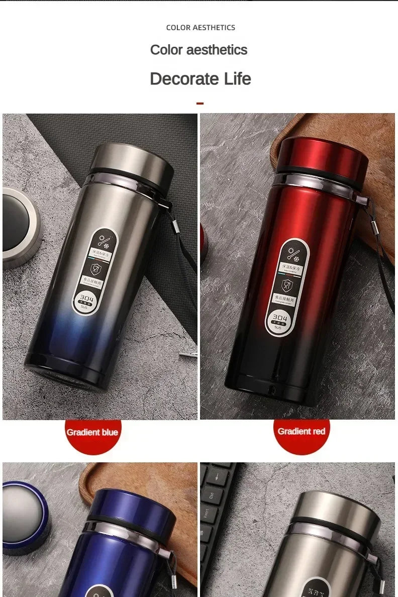 Stainless steel vacuum flask with LED temperature display