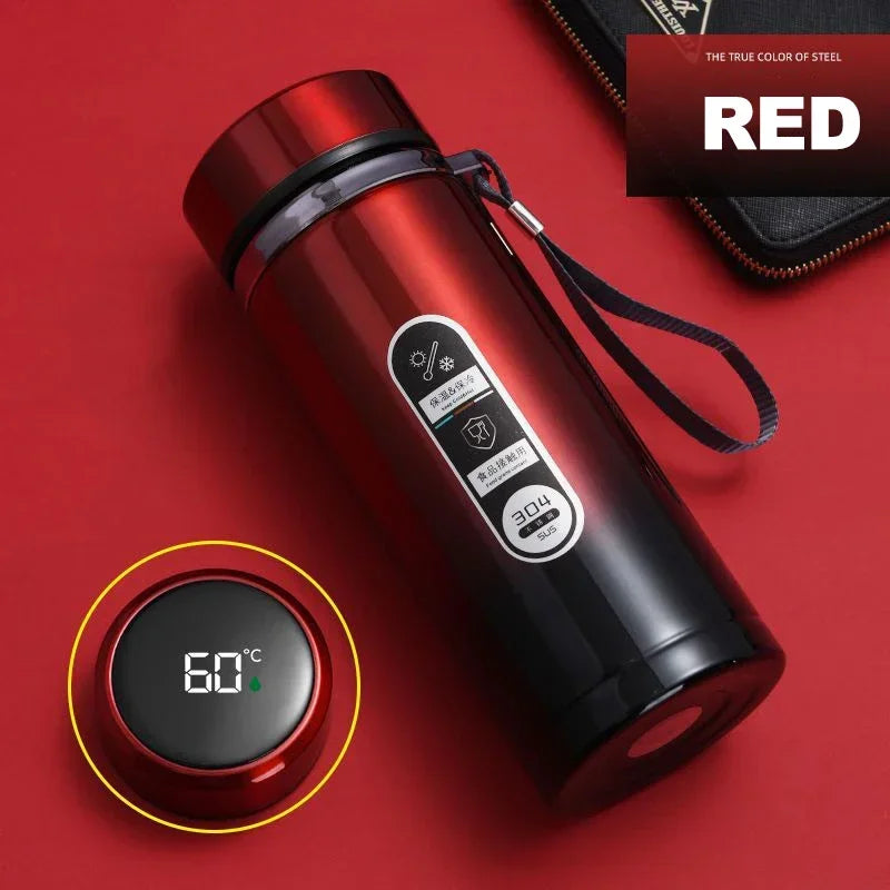 Stainless steel vacuum flask with LED temperature display