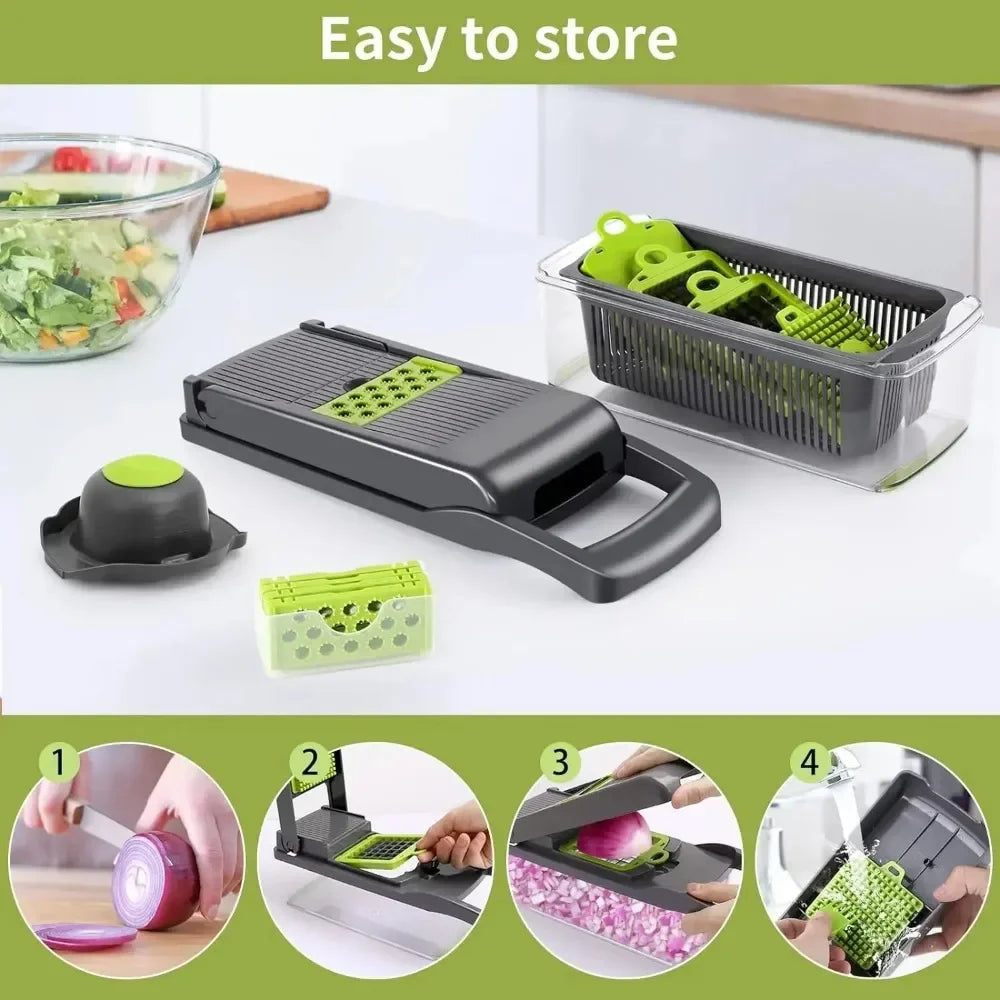 14-in-1 multifunctional vegetable chopper and slicer