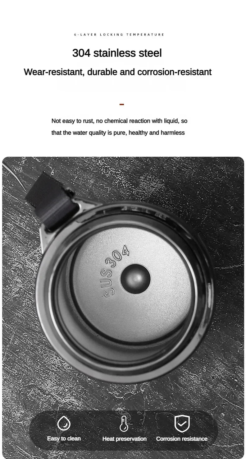 Stainless steel vacuum flask with LED temperature display