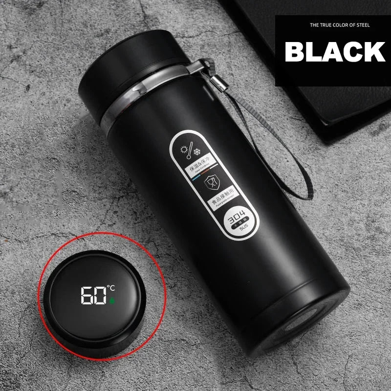 Stainless steel vacuum flask with LED temperature display
