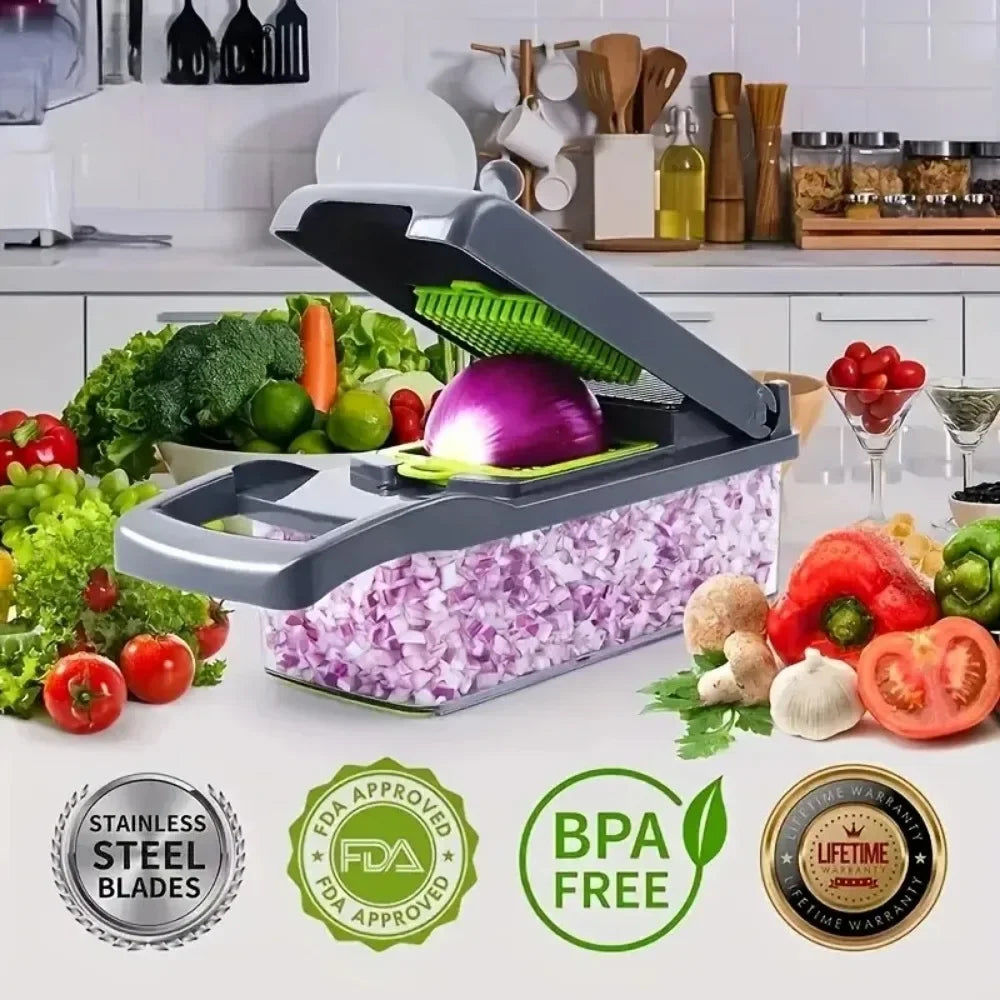 14-in-1 multifunctional vegetable chopper and slicer