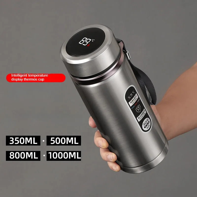 Stainless steel vacuum flask with LED temperature display