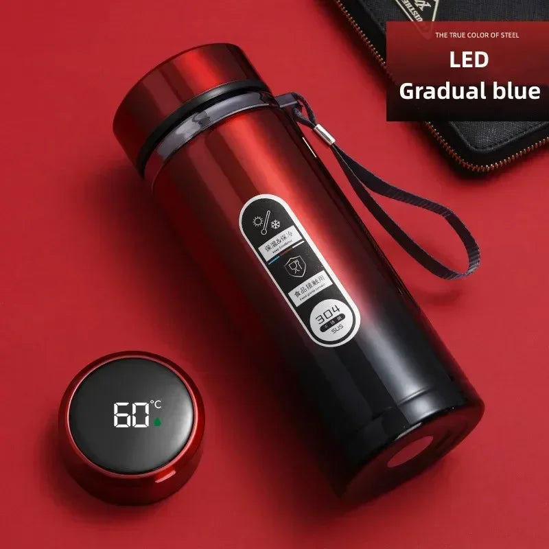 Stainless steel vacuum flask with LED temperature display