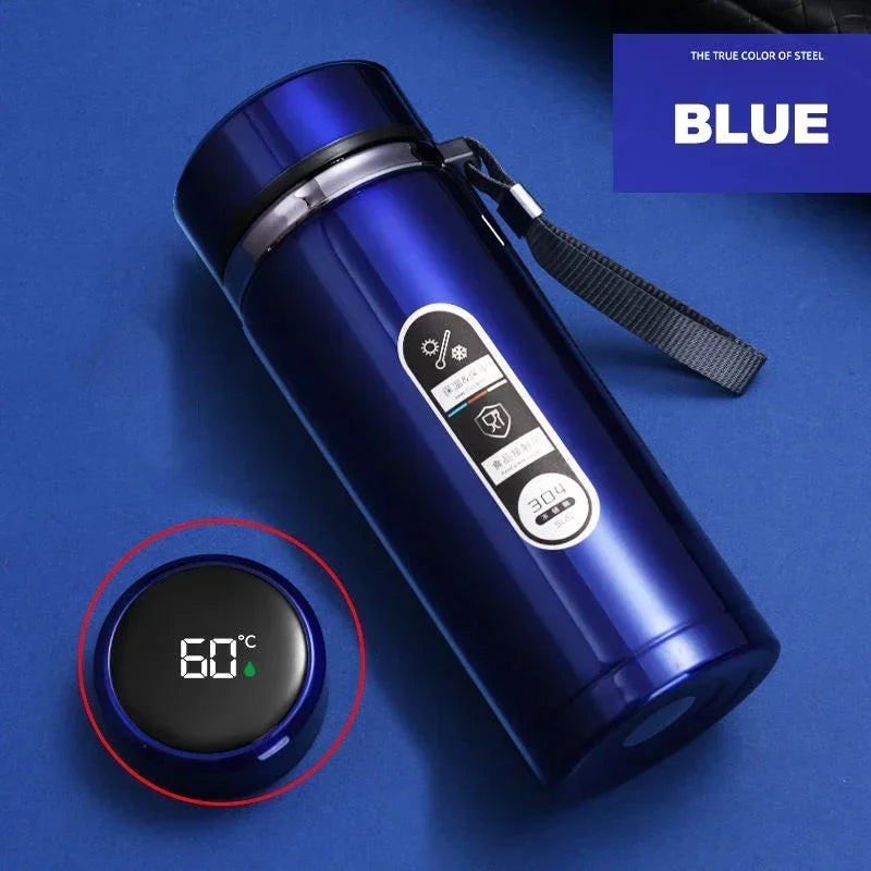 Stainless steel vacuum flask with LED temperature display