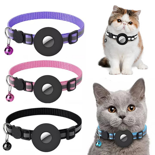 Reflective pet collar with waterproof AirTag holder